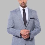 Slim-Fit Peak Lapel Blue Jacket - Wessi