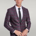 Slim Fit Peak Lapel Purple Men Blazer - Wessi