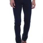 Slim Fit Plain 5 Pockets Navy Blue Men Pants - Wessi