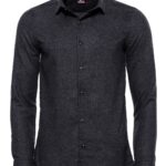 Slim Fit Plain Dark Grey Men Lumberjack Shirt - Wessi