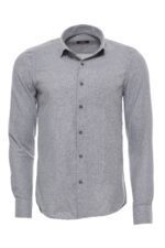 Slim Fit Plain Light Grey Men Lumberjack Shirt