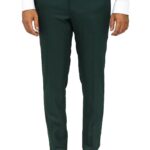 Slim Fit Textured Dark Green Men Trousers - Wessi