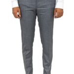 Slim Fit Textured Dark Grey Men Trousers - Wessi