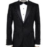 Slim Fit Zebra Patterned Black Prom Blazer - Wessi