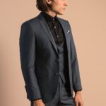 Smoked Slim Fit Men's Suit with Vest | Wessi