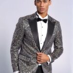 Sparkling Ivy Patterned Slim Fit Black Men Dinner Jacket - Wessi
