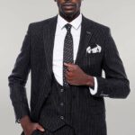 Striped Black Double Breasted Suit - Wessi