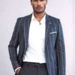 Striped Dark Grey Slim-Fit Blazer - Wessi