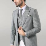 Striped Jacket Green Men's Suit | Wessi