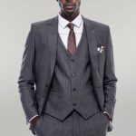 Striped Slim Fit Antracite Men Suit - Wessi