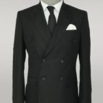 Striped Wide Collar Black Men Double-Breasted Suit - Wessi