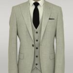 Three Piece Slim Fit Single Button Grey Men Suit