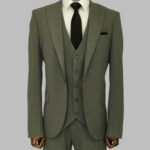 Three Piece Slim Fit Single Button Grey Men Suit