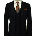 Three Piece Slim Fit Single Button Navy Blue Men Suit