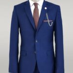 Two Buttons Two Piece Blue Men Suit - Wessi