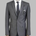 Two Buttons Two Piece Grey Men Suit - Wessi