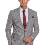 Two Piece Patterned Grey Men Suit - Wessi