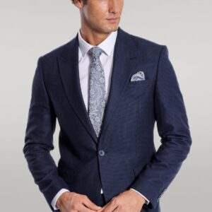 Two Piece Patterned Navy Blue Men Suit - Wessi