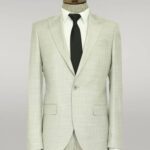 Two Piece Slim Fit Single Button Light Grey Men Suit - Wessi
