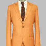 Two Piece Slim Fit Single Button Mustard Yellow Men Suit - Wessi