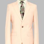 Two Piece Slim Fit Single Button Peach Colour Men Suit - Wessi