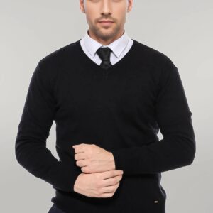 V Neck Black Men's Sweater- Wessi
