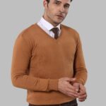 V Neck Brown Sweater - Wessi