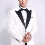 Velvet Slim Fit White Men Tuxedo Jacket - Wessi