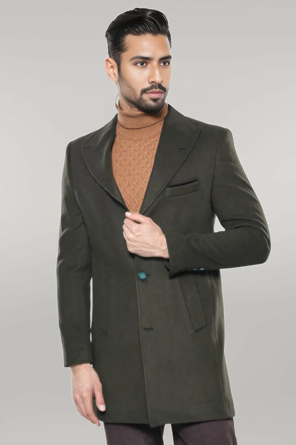 Wide Lapel Green Men Peacoat - Wessi
