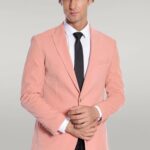 Wide Lapel Velvet Pink Men Blazer - Wessi