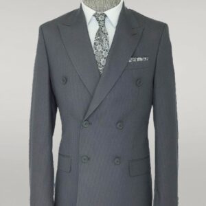 Wide Peak Lapel Striped Slim Fit Gray Men Double-Breasted Suit - Wessi