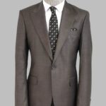 Wool Slim Fit Brown Men Suit - Wessi