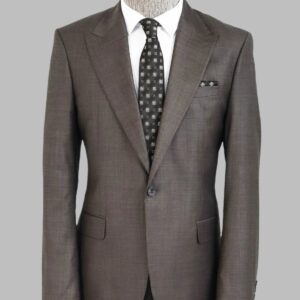 Wool Slim Fit Brown Men Suit - Wessi