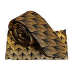 Yellow Leaf Patterned Men Black Tie- Wessi