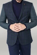 2-Button-Arm-Quilting-Plaid-Green-Jacket-Wessi-1