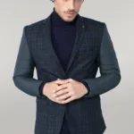 2 Button Arm Quilting Plaid Green Jacket-Wessi