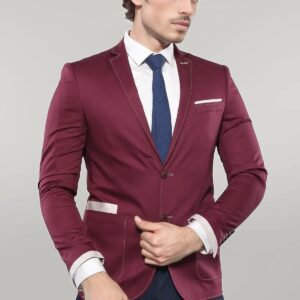 2 Button Bag Pocket Burgundy Jacket-Wessi