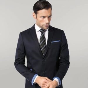 2 Button Bag Pocket Navy Blue Jacket-Wessi