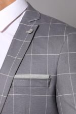 2-Button-Mono-Collar-Plaid-Suit-Vest-Grey-Suit-Wessi-1