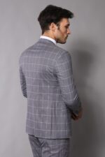 2-Button-Mono-Collar-Plaid-Suit-Vest-Grey-Suit-Wessi-4