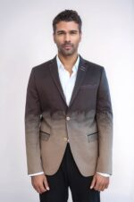 2-Button-Mono-Lapel-Plain-Cotton-Brown-Jacket-Wessi-1