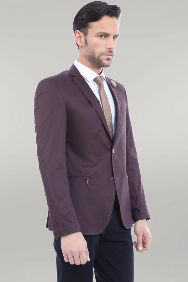 2 Button Pocket Zipper Brown Jacket-Wessi
