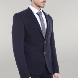 2 Button Shoulder Split Cotton Black Jacket-Wessi