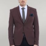 2 Button Shoulder Split Cotton Brown Jacket-Wessi