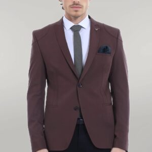 2 Button Shoulder Split Cotton Brown Jacket-Wessi