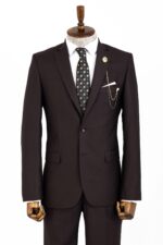 2 Buttons 2 Piece Brown Men Suit
