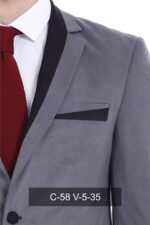 2-Buttons-Pocket-Piping-Velvet-Grey-Jacket-1