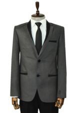 2-Buttons-Pocket-Piping-Velvet-Grey-Jacket-4