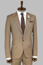 2-Piece-Patterned-Slim-Fit-Dark-Beige-Men-Suit-Wessi-3