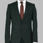 2 Piece Patterned Slim Fit Dark Green Men Suit - Wessi